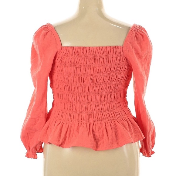 NWT J.Crew Women’s Smocked Square-Neck Peplum Top Long Sleeve Size 2X Plus Size - Picture 2 of 5